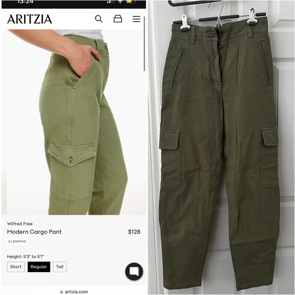 WILFRED - Modern Cargo Pants Size 6 Gd Bitter Sage - Picture 1 of 6